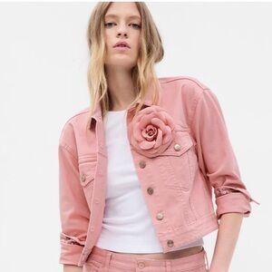LoveShackFancy X Gap Collab sold out Rosette Pink Denim Jacket, L